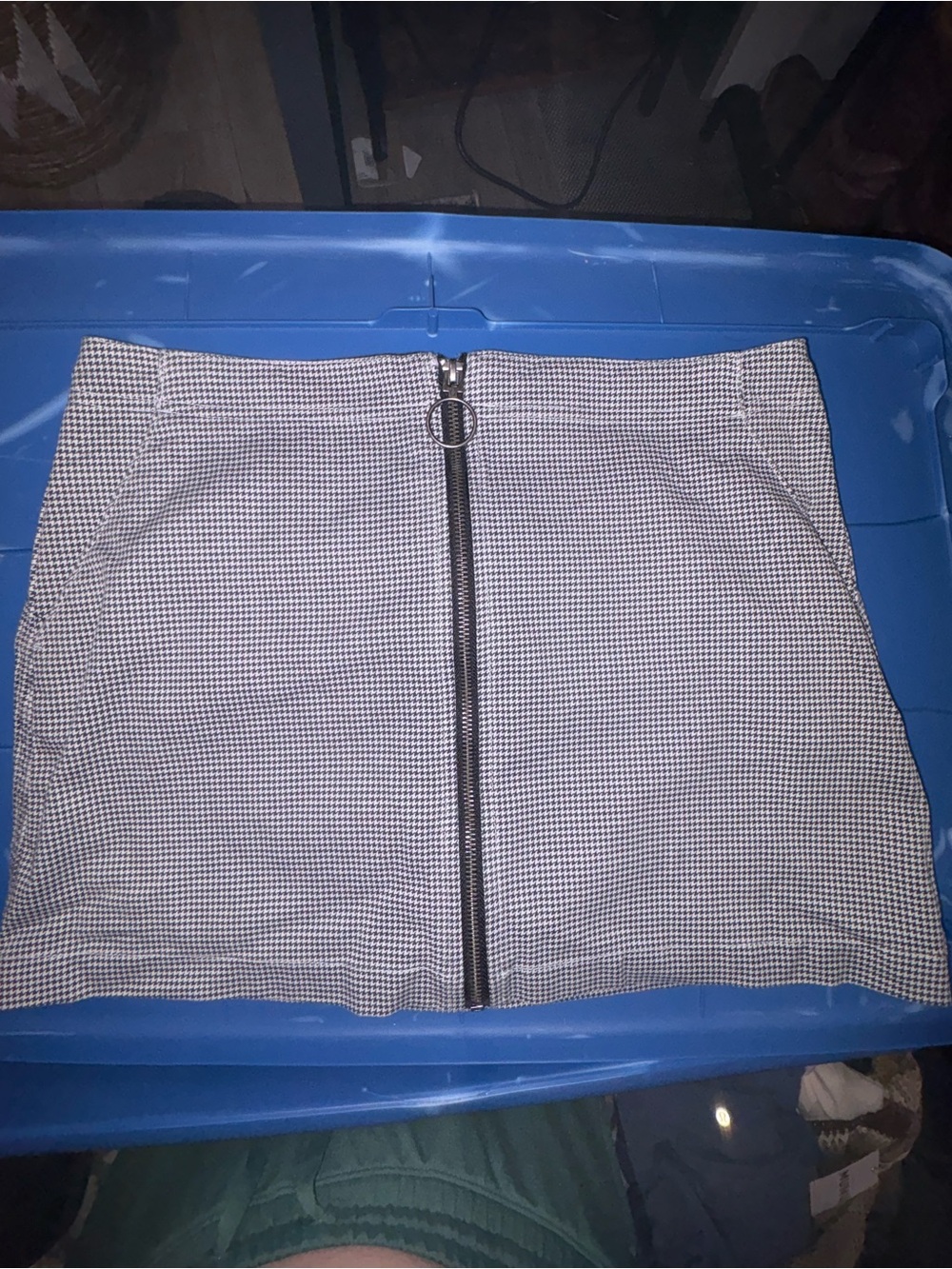 Volcom High-Waist Houndstooth Zip-Front Mini Skirt